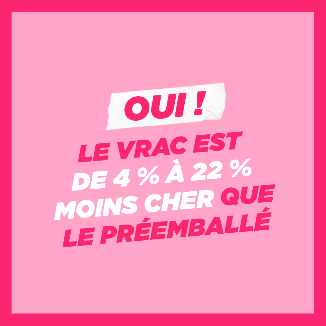 Le vrac est de 4% à 22% moins cher que le préemballé